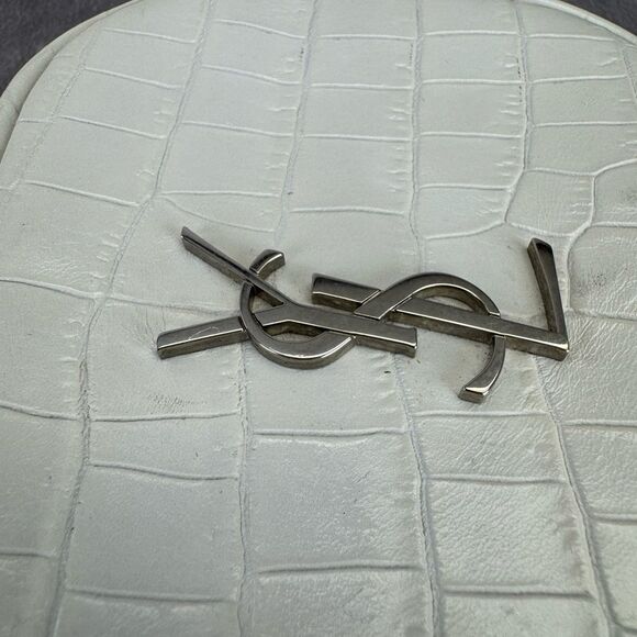 Yves Saint Laurent White Croc-Embossed Leather Blogger Crossbody Bag - Picture 7 of 12